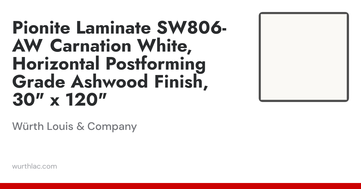 Pionite Laminate SW806-AW Carnation White, Horizontal Postforming Grade ...