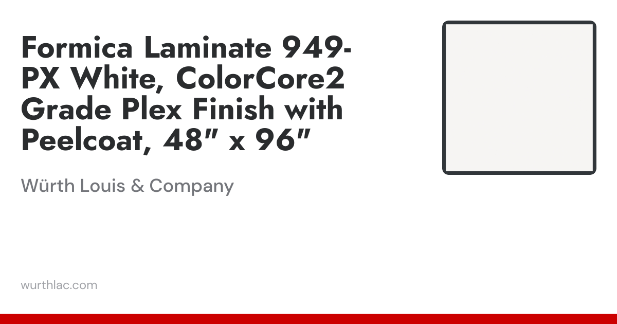 Formica Laminate 949-PX White, ColorCore2 Grade Plex Finish with ...