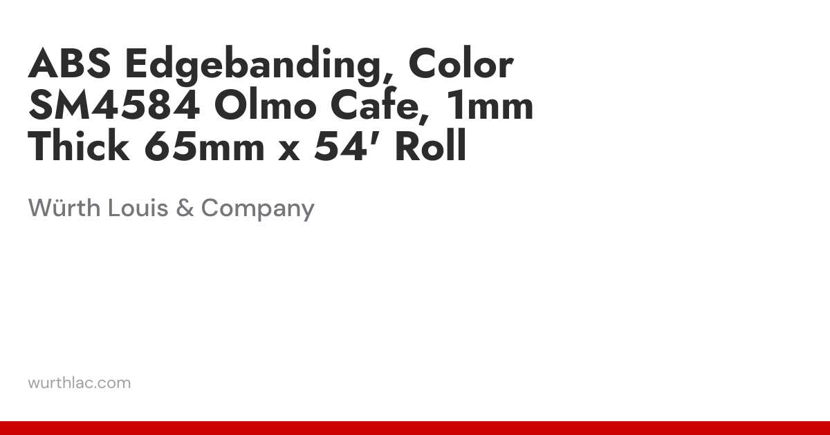 ABS Edgebanding, Color SM4584 Olmo Cafe, 1mm Thick 65mm x 54' Roll ...