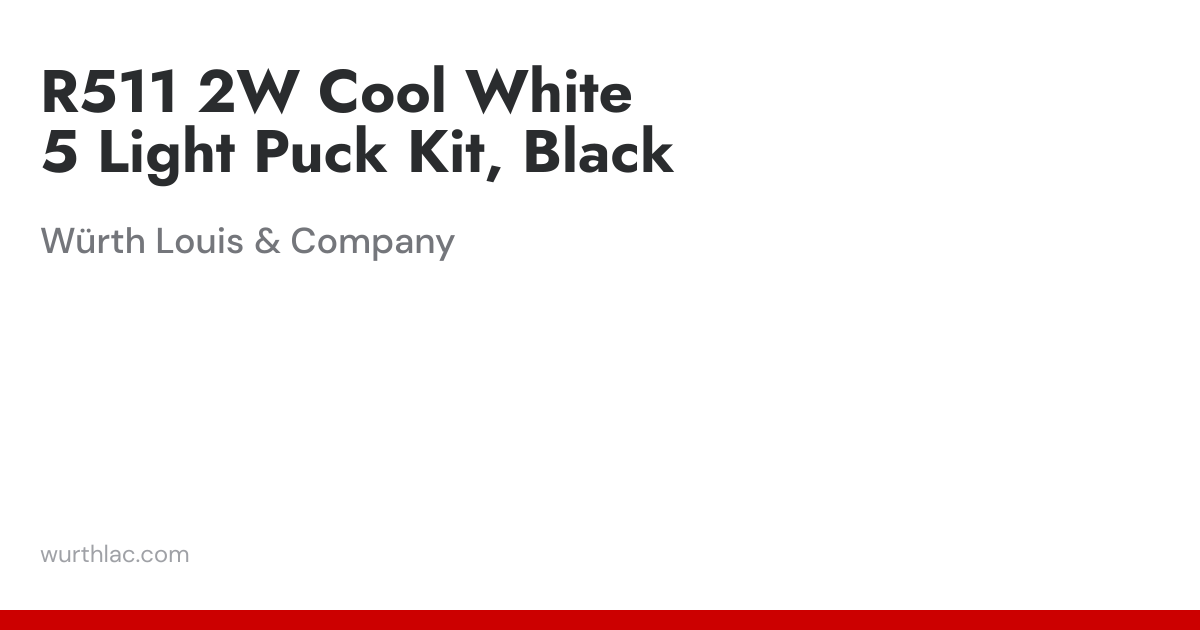 R511 2W Cool White 5 Light Puck Kit, Black | Würth Louis & Company