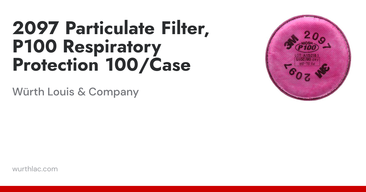 2097 Particulate Filter, P100 Respiratory Protection 100/Case
