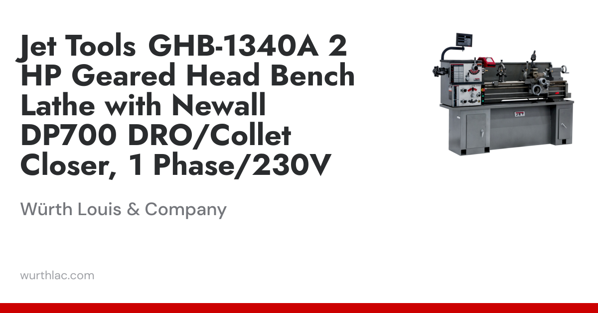 Jet Tools GHB-1340A 2 HP Geared Head Bench Lathe with Newall DP700 DRO ...