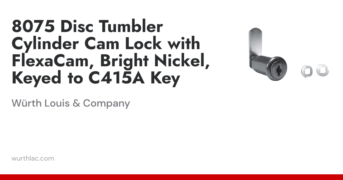 8075 Disc Tumbler Cylinder Cam Lock with FlexaCam, Bright Nickel, Keyed ...