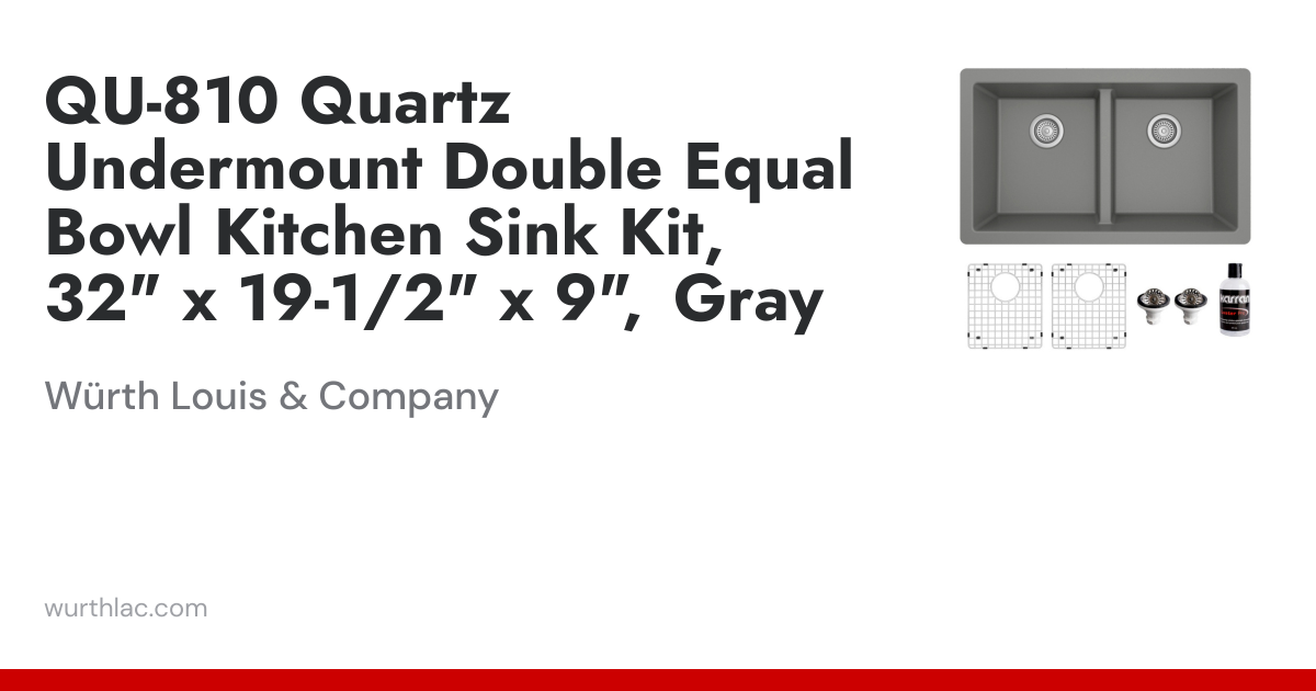 QU-810 Quartz Undermount Double Equal Bowl Kitchen Sink Kit, 32