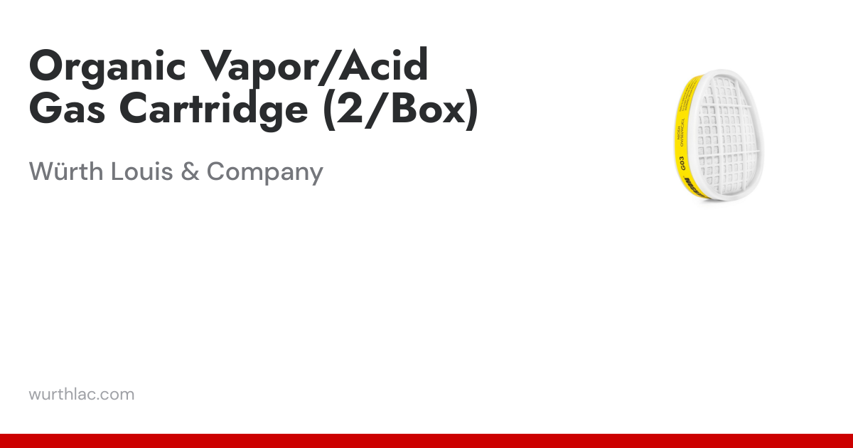 Organic Vapor/Acid Gas Cartridge (2/Box) | Würth Louis & Company