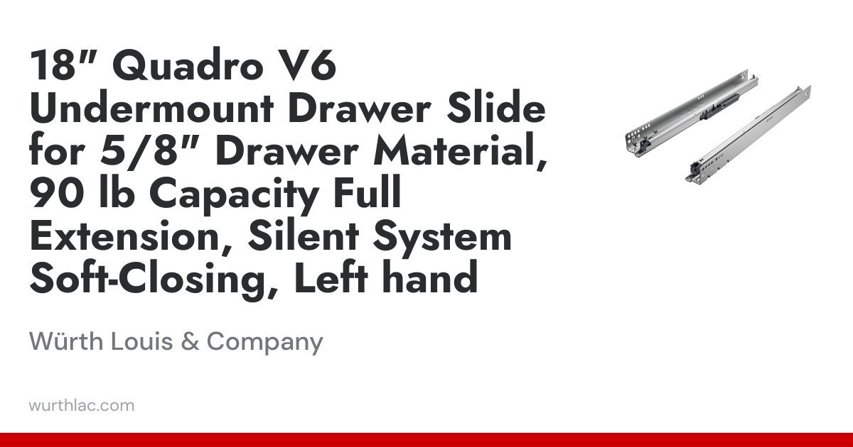 Quadro V6 2D Left Hand Drawer Slide with 90lb Capacity, Full Extension ...