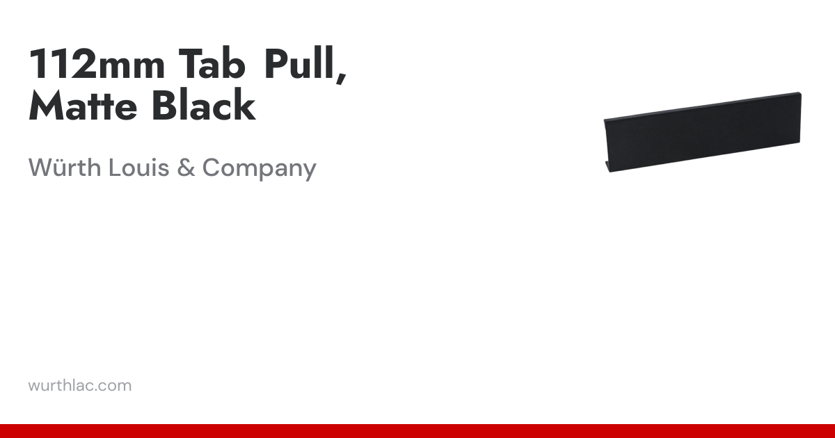 112mm Tab Pull, Matte Black | Würth Louis & Company