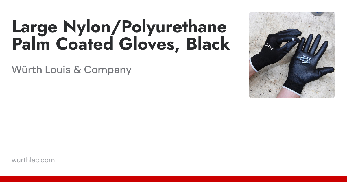 Large Nylon/Polyurethane Palm Coated Gloves, Black | Würth Louis