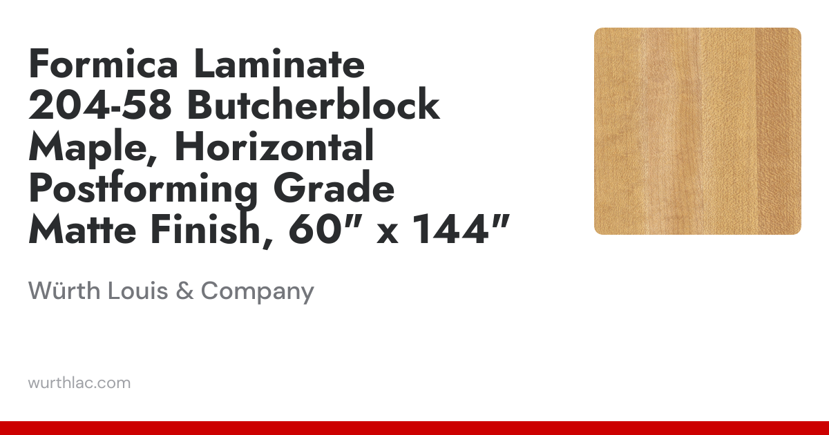 Formica Laminate 204-58 Butcherblock Maple, Horizontal Postforming