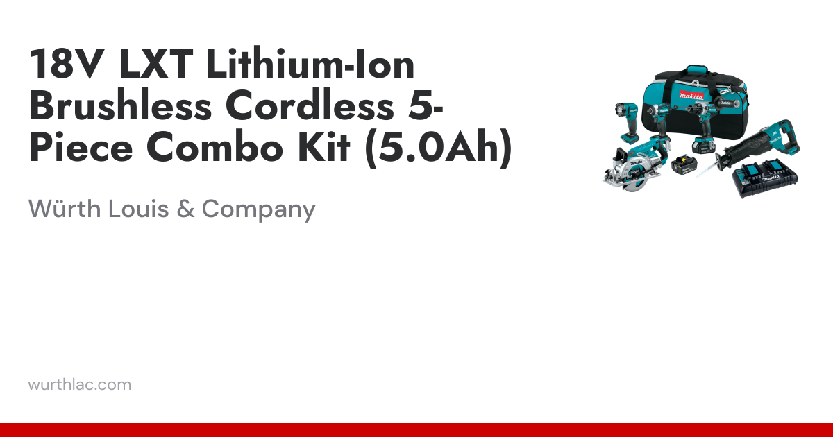 Makita 18V 15 Piece Combo Kit with 3 x 5.0Ah Battery Charger & Accesso