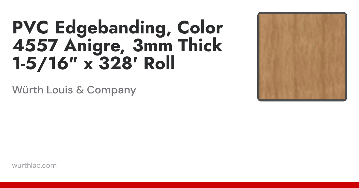 PVC Edgebanding, Color 4557 Anigre, 3mm Thick 1-5/16