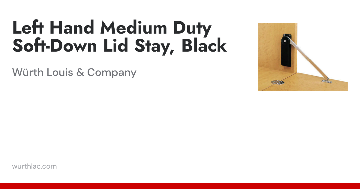 Left Hand Medium Duty Soft-Down Lid Stay, Black | Würth Louis & Company