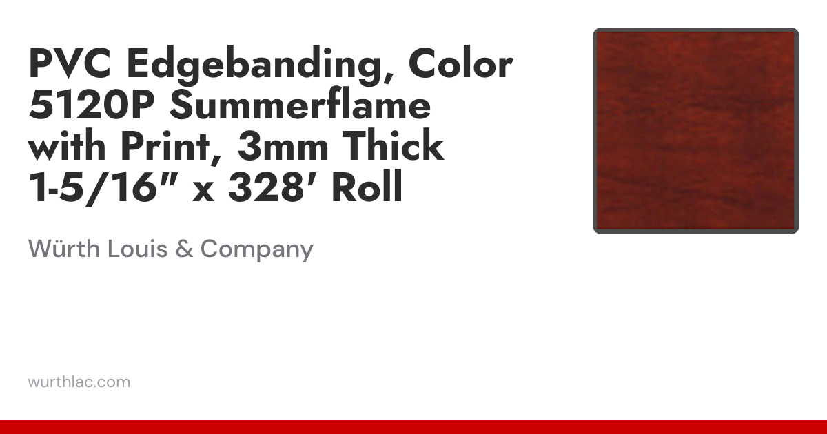PVC Edgebanding, Color 5120P Summerflame with Print, 3mm Thick 1-5/16 ...