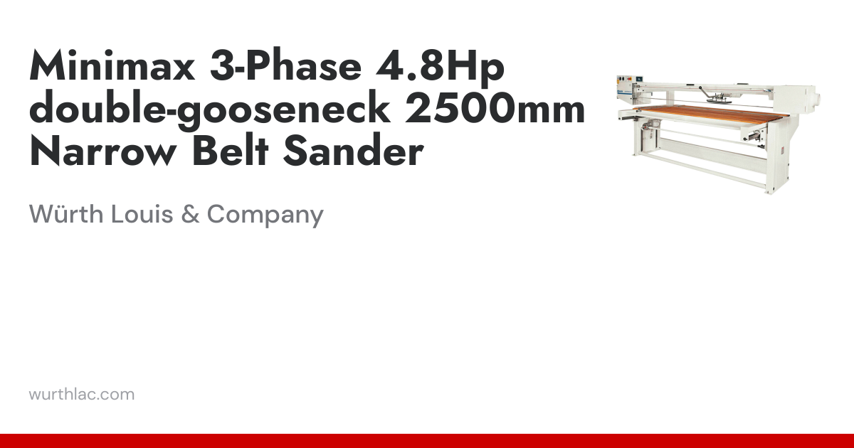 Minimax 3-Phase 4.8Hp double-gooseneck 2500mm Narrow Belt Sander ...