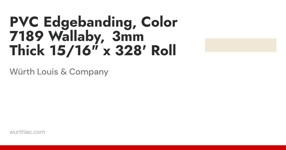 PVC Edgebanding, Color 7189 Wallaby, 3mm Thick 15/16