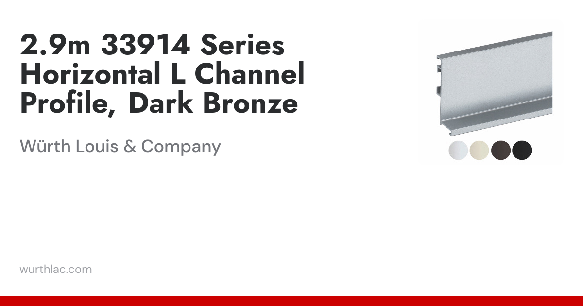 2.9m 33914 Series Horizontal L Channel Profile, Dark Bronze | Würth ...