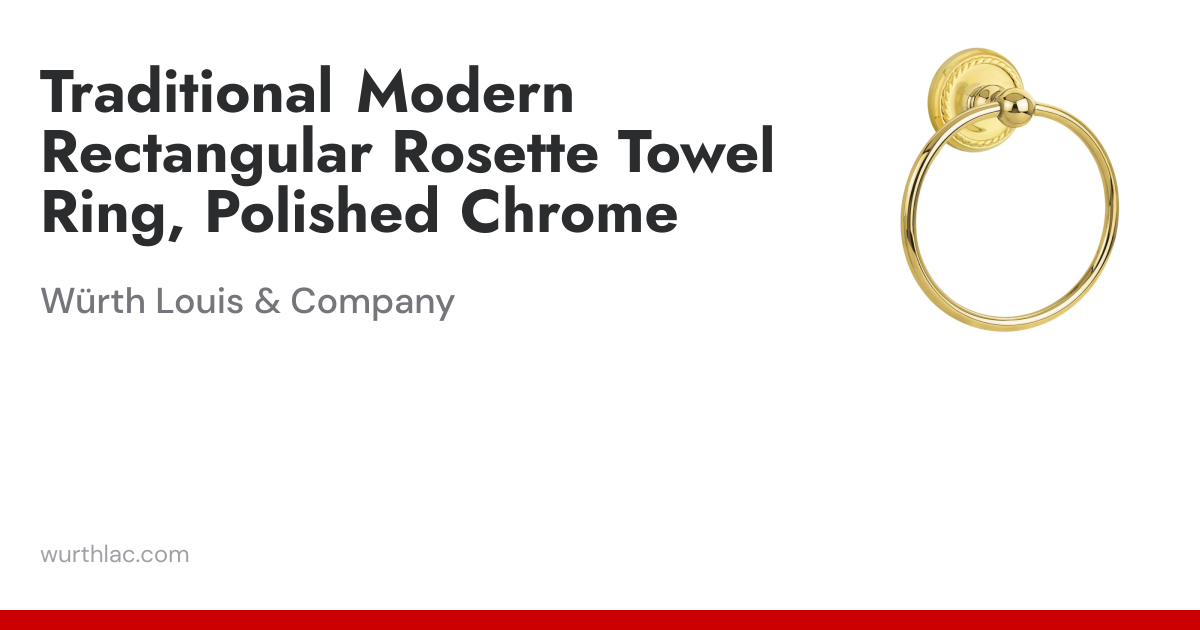 Traditional Modern Rectangular Rosette Towel Ring, Polished Chrome ...