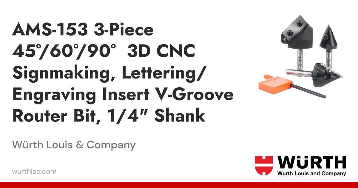 AMS-153 3-Piece 45°/60°/90° 3D CNC Signmaking, Lettering/Engraving ...