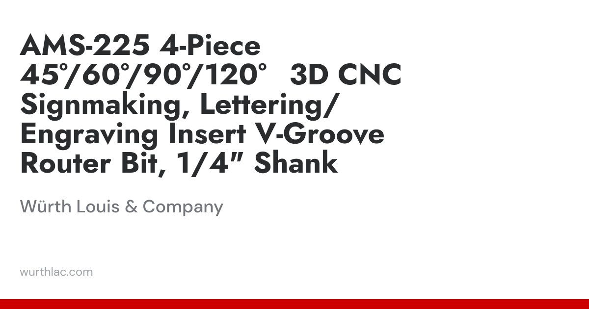 AMS-225 4-Piece 45°/60°/90°/120° 3D CNC Signmaking, Lettering/Engraving ...