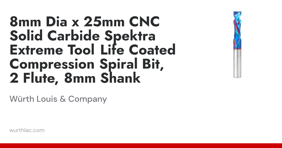 8mm Dia x 25mm CNC Solid Carbide Spektra Extreme Tool Life Coated ...