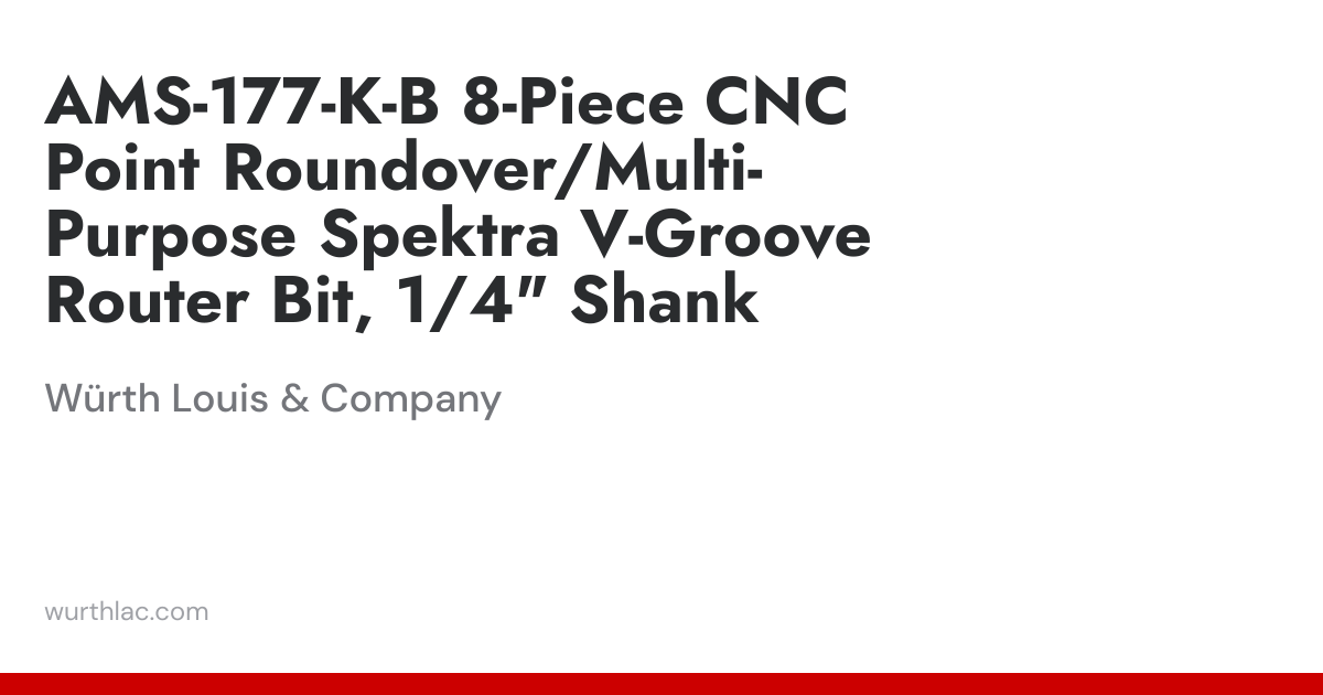 AMS-177-K-B 8-Piece CNC Point Roundover/Multi-Purpose Spektra V-Groove ...