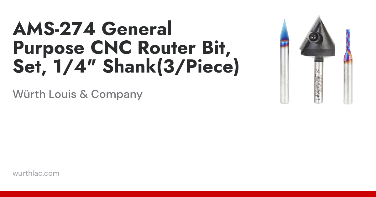 AMS-274 General Purpose CNC Router Bit, Set, 1/4