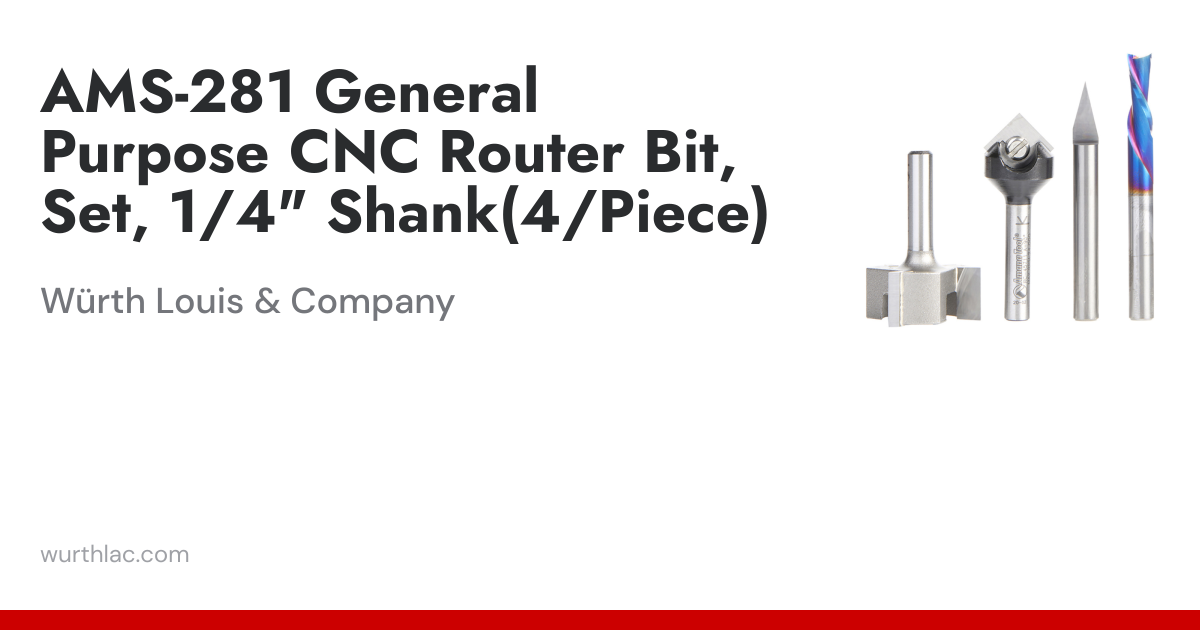 AMS-281 General Purpose CNC Router Bit, Set, 1/4