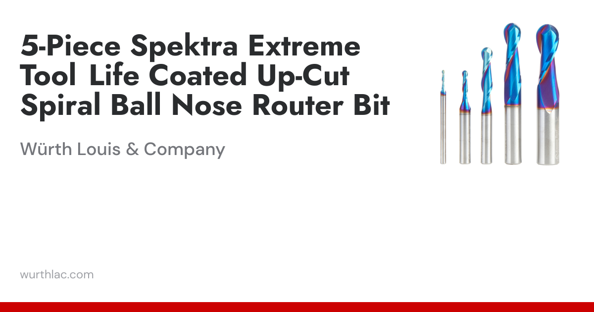 5-Piece Spektra Extreme Tool Life Coated Up-Cut Spiral Ball Nose Router ...