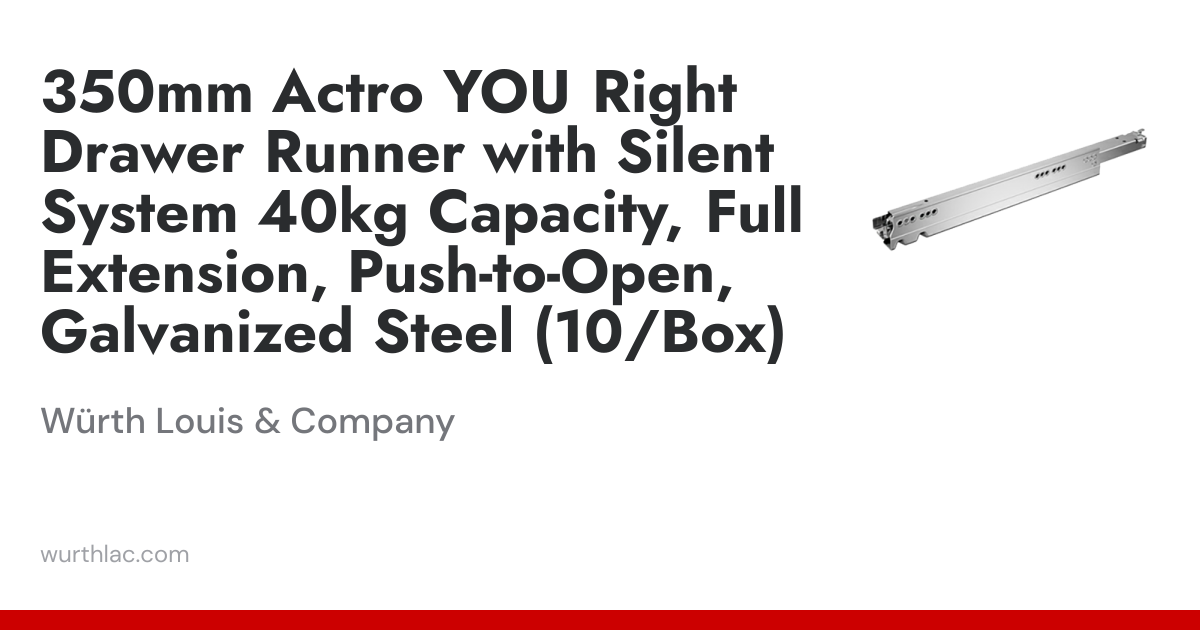 350mm Actro YOU Right Drawer Runner with Silent System 40kg Capacity ...
