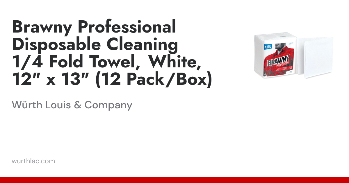 Brawny Professional Disposable Cleaning 1/4 Fold Towel, White, 12