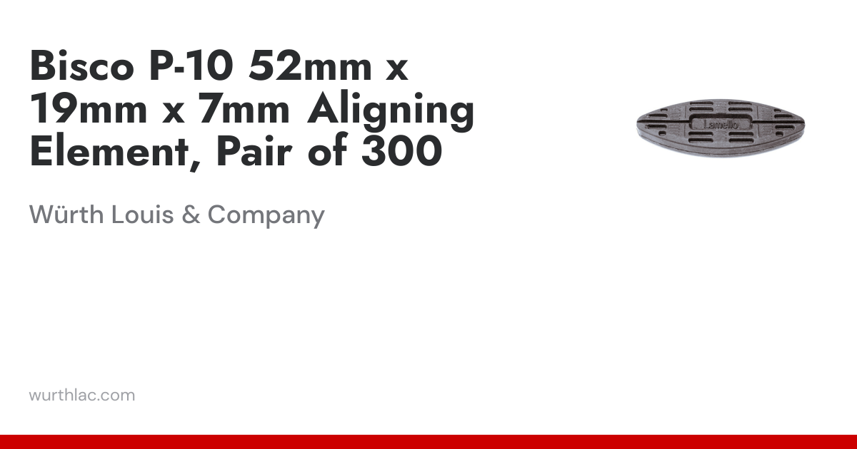 Bisco P-10 52mm x 19mm x 7mm Aligning Element, Pair of 300 | Würth ...