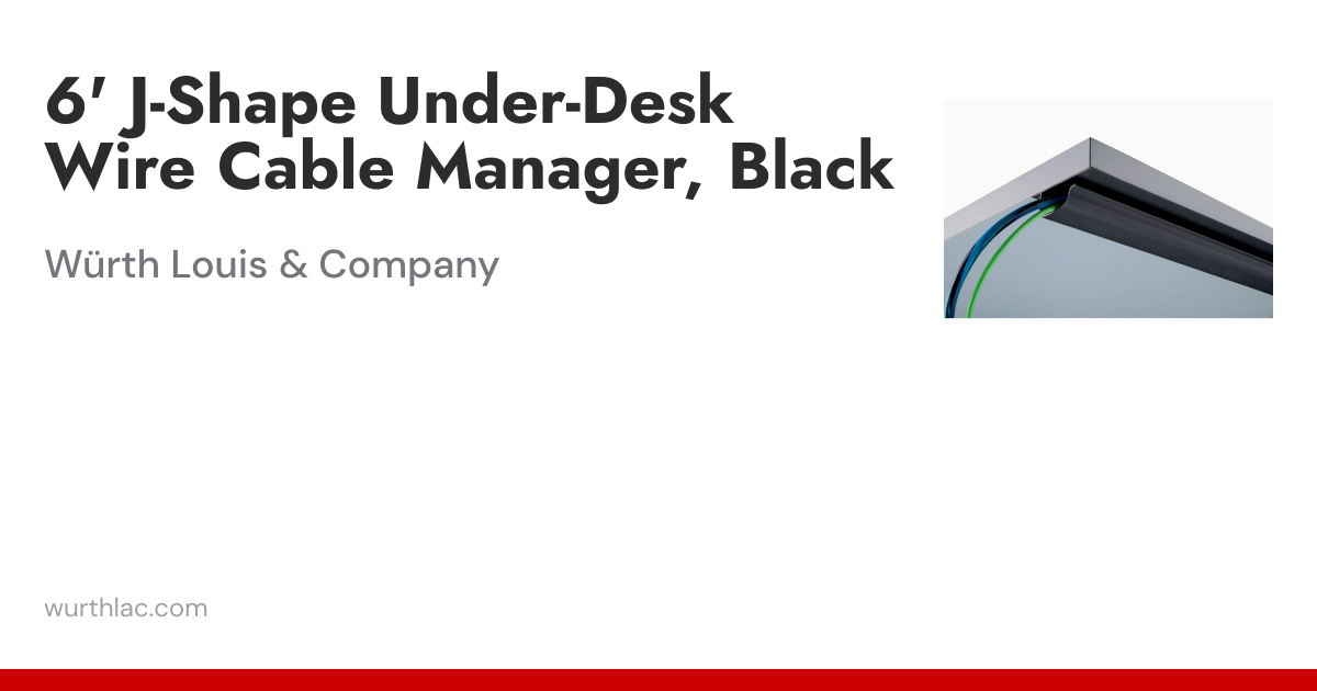 6' J-Shape Under-Desk Wire Cable Manager, Black | Würth Louis & Company