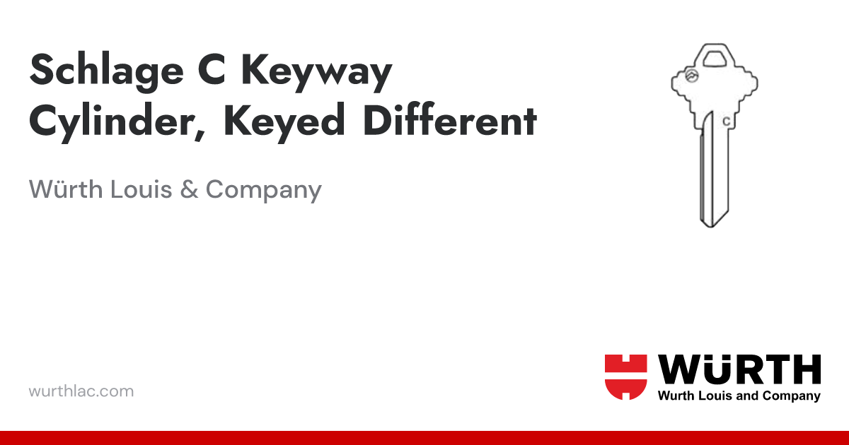 Schlage C Keyway Cylinder, Keyed Different Würth Louis & Company