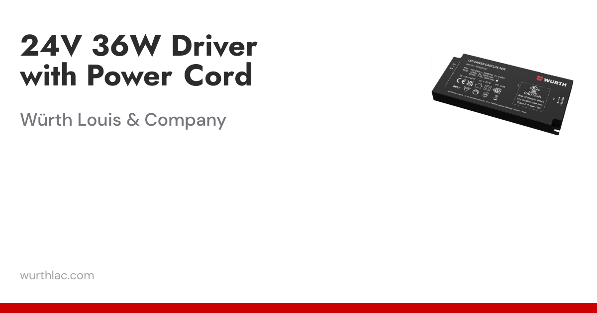 24V 36W Driver with Power Cord | Würth Louis & Company