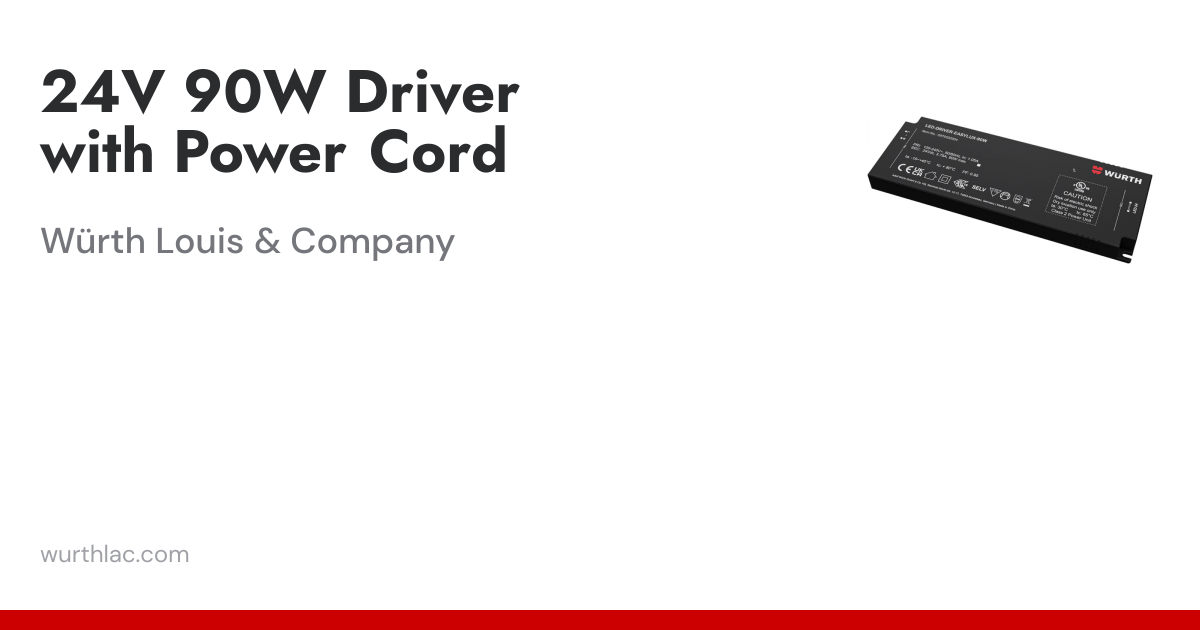 24V 90W Driver with Power Cord | Würth Louis & Company