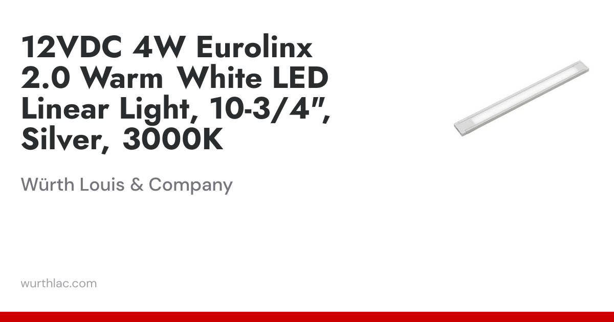 12VDC 4W Eurolinx 2.0 Warm White LED Linear Light, 10-3/4