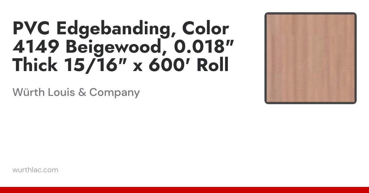 PVC Edgebanding, Color 4149 Beigewood, 0.018