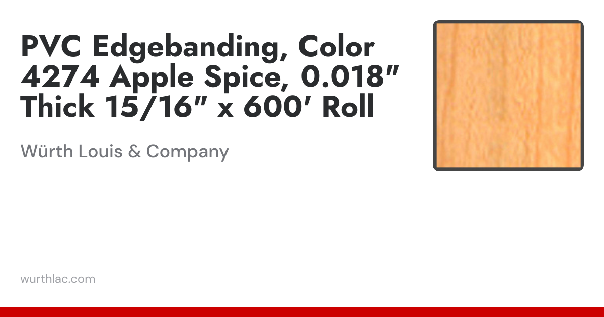 PVC Edgebanding, Color 4274 Apple Spice, 0.018