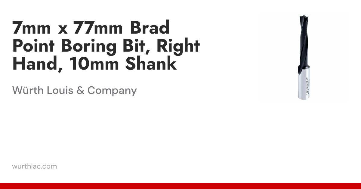 7mm x 77mm Brad Point Boring Bit, Right Hand, 10mm Shank | Würth Louis ...