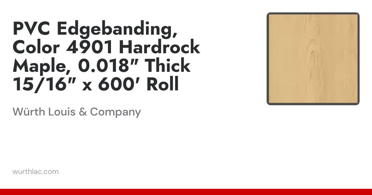 PVC Edgebanding, Color 4901 Hardrock Maple, 0.018