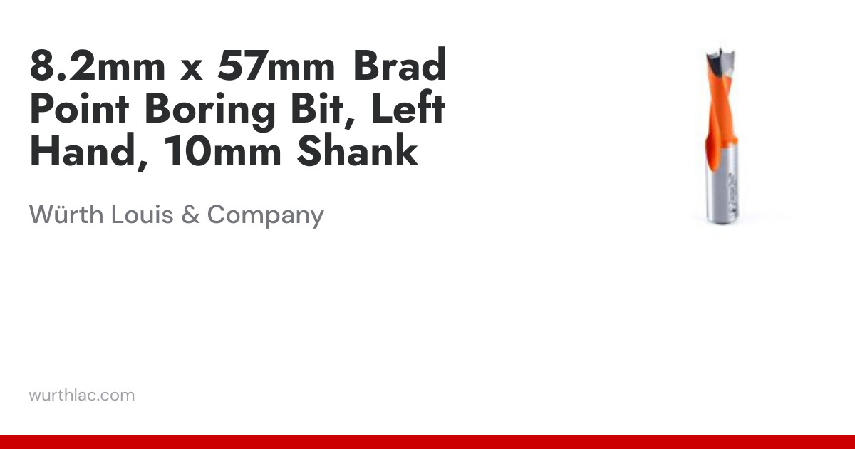 8.2mm x 57mm Brad Point Boring Bit, Left Hand, 10mm Shank | Würth Louis ...