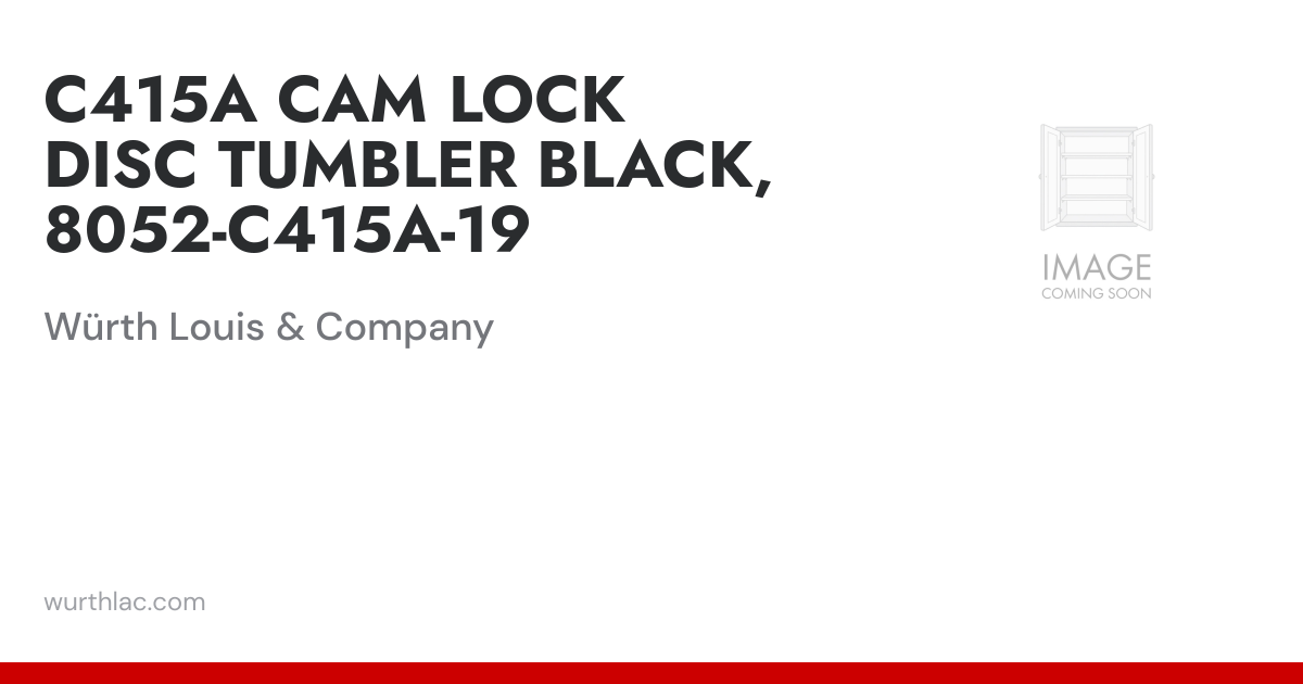 C415A CAM LOCK DISC TUMBLER BLACK, 8052-C415A-19 | Würth Louis & Company