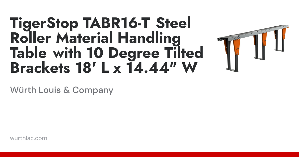 TigerStop TABR16-T Steel Roller Material Handling Table with 10 Degree ...
