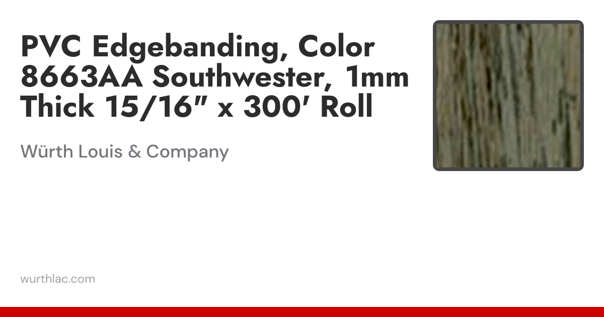 PVC Edgebanding, Color 8663AA Southwester, 1mm Thick 15/16