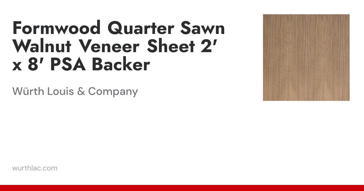 Formwood Quarter Sawn Walnut Veneer Sheet 2' x 8' PSA Backer | Würth ...
