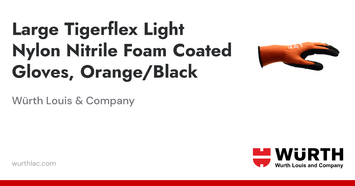 Large Tigerflex Light Nylon Nitrile Foam Coated Gloves Orange Black