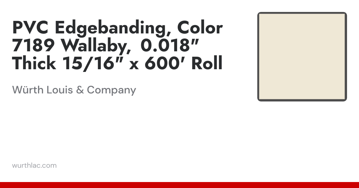 PVC Edgebanding, Color 7189 Wallaby, 0.018