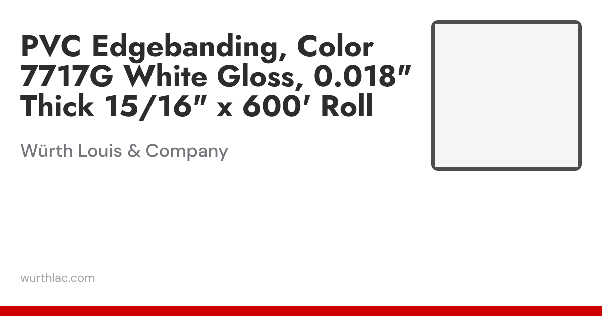 PVC Edgebanding, Color 7717G White Gloss, 0.018