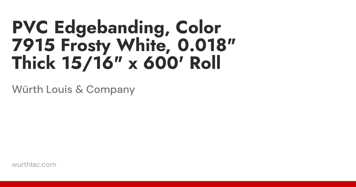 PVC Edgebanding, Color 7915 Frosty White, 0.018