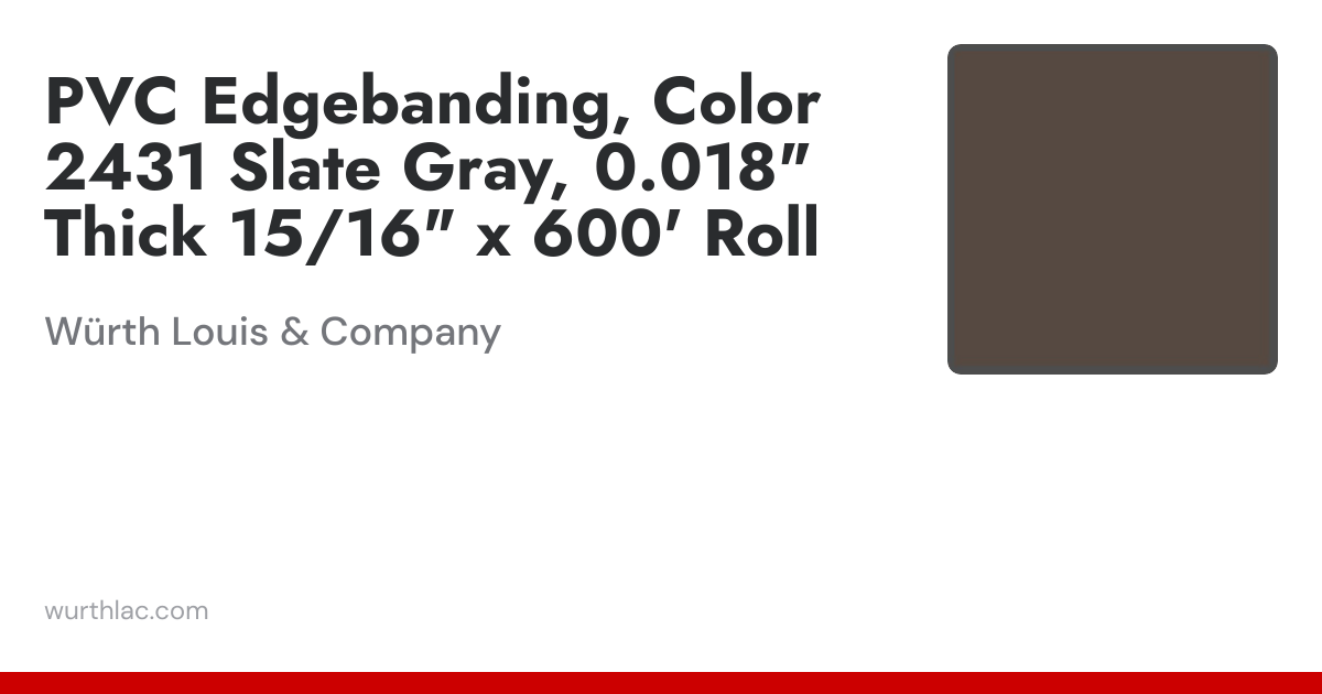 PVC Edgebanding, Color 2431 Slate Gray, 0.018